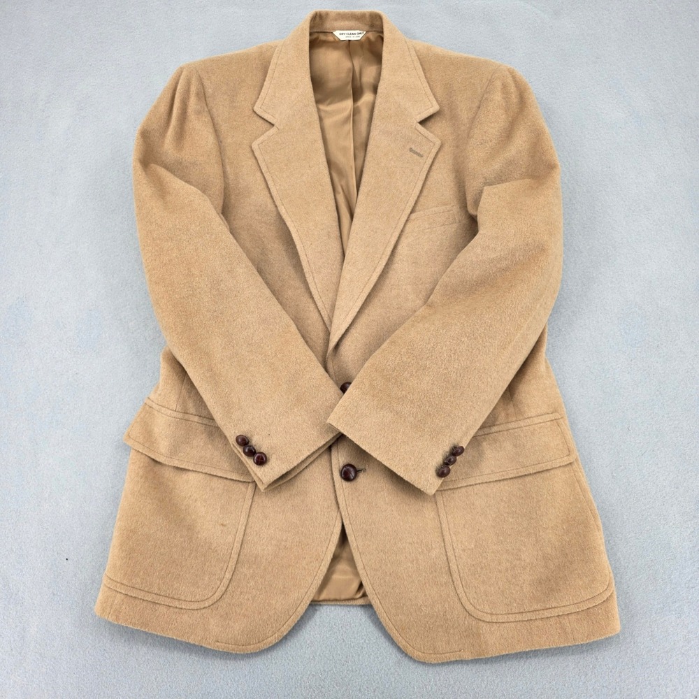 Logan's of Midway Mens 100% Camel Hair Blazer Sport Coat Tan 2 Button USA 42R